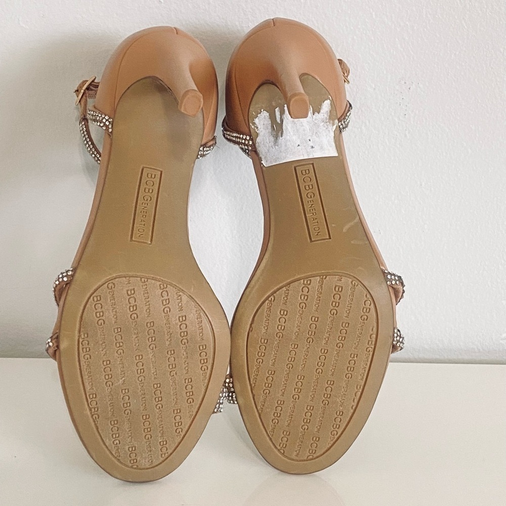 BCBGeneration Tan and Silver Strappy Heels - Picture 6 of 9